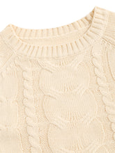 ZAFUL Women's Daily Solid Color Long Sleeve Loose Cable Knit Crew Nect Pullover Sweater
